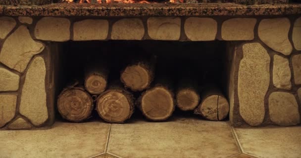 Warm cozy fireplace — Stock Video