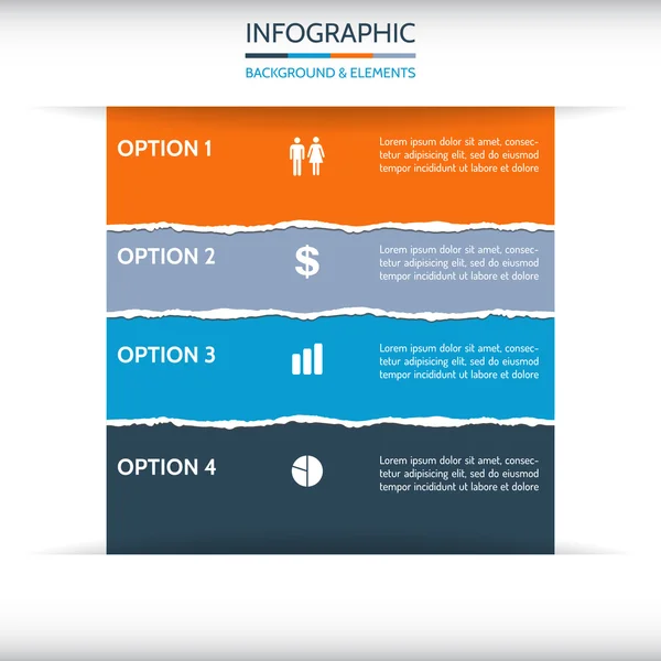 Carta strappata sfondo infografico — Vettoriale Stock