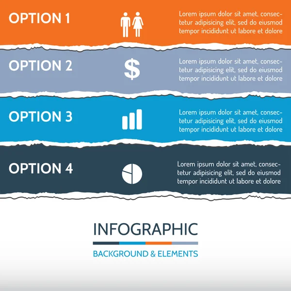 Carta strappata sfondo infografico — Vettoriale Stock