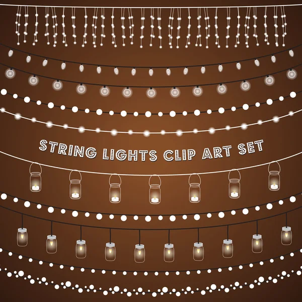 Rustieke String Lights Set — Stockvector