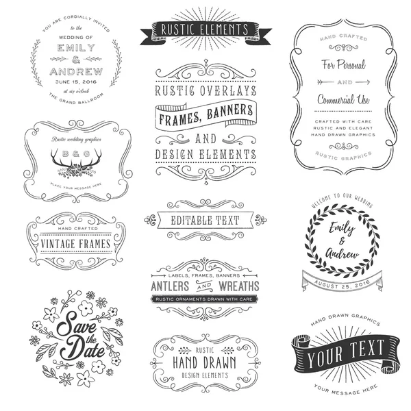 Rustic Clipart Set — Stock Vector