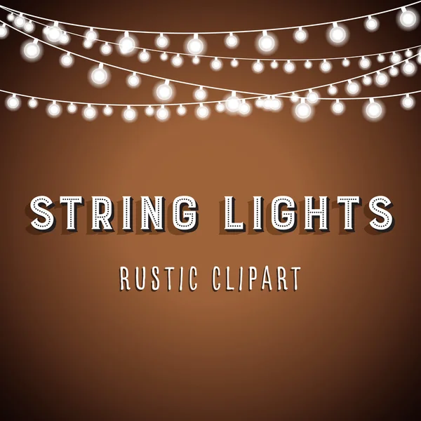 Rústico String Lights fundo — Vetor de Stock