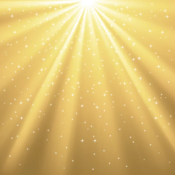 Golden Rays of Light and Stars — Stock Vector