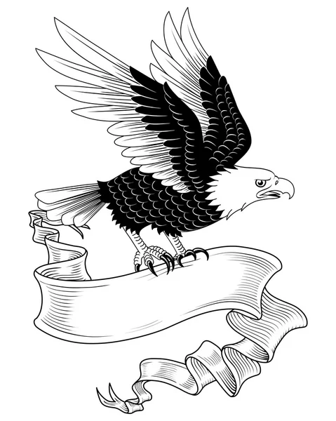 Águila con bandera — Vector de stock