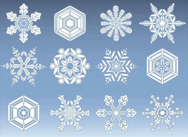 Iconos de silueta de copo de nieve — Archivo Imágenes Vectoriales