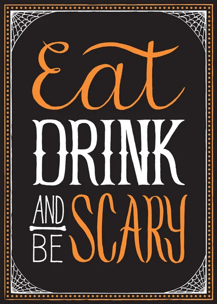 Eten, drinken en eng Halloween achtergrond — Stockvector