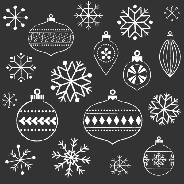 Kreide Schneeflocken und Ornamente — Stockvektor