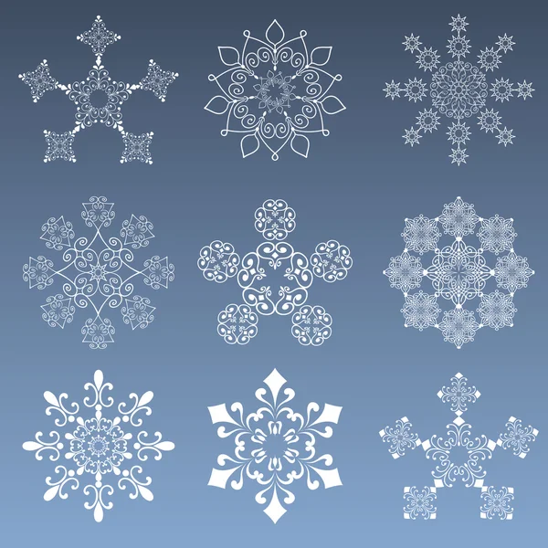 Ensemble de flocons de neige — Image vectorielle