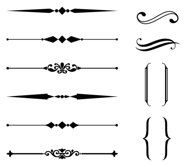 Ligne de règle et ensemble d'ornement — Image vectorielle