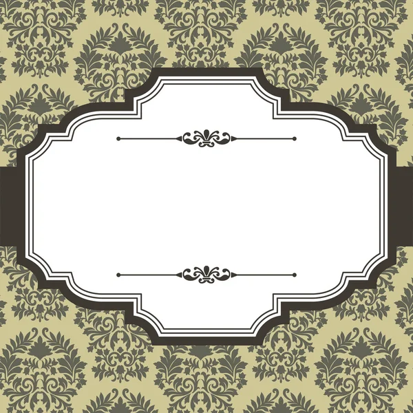 Vintage Frame on Damask Background — Stock Vector