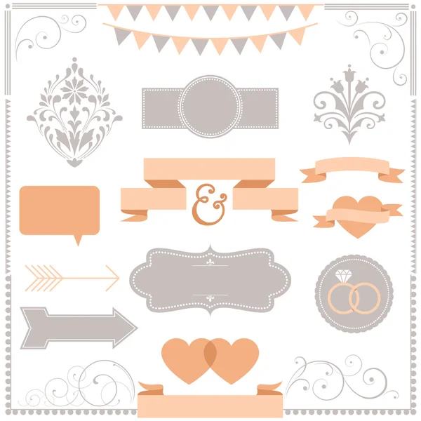 Conjunto de adornos de invitación — Vector de stock