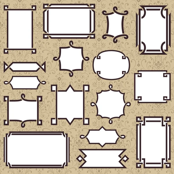 Marcos geométricos en el fondo de Damasco — Vector de stock