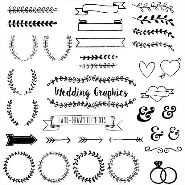 Clip disegnato a mano Wedding Art — Vettoriale Stock