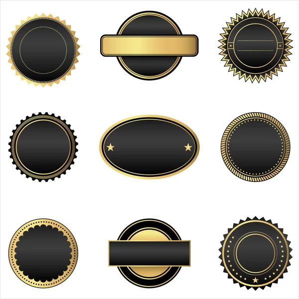 Preto e dourado Emblemas — Vetor de Stock