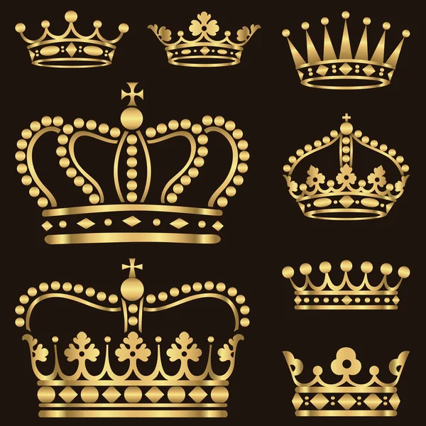 Gold Crown Set — Stock Vector