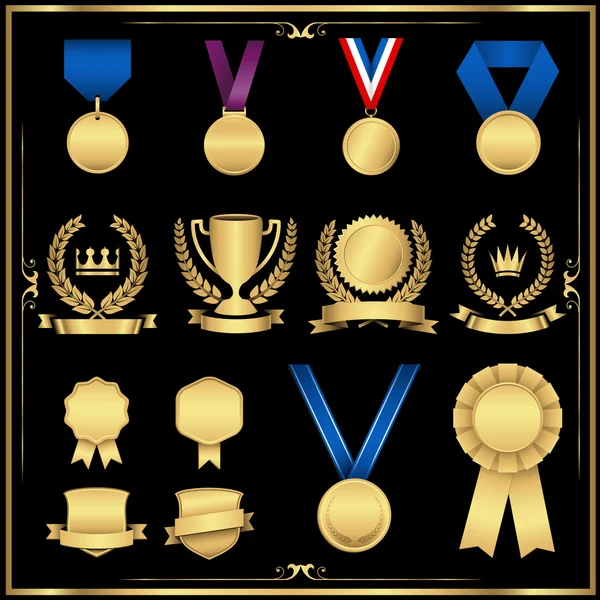 Conjunto de prêmios de ouro —  Vetores de Stock