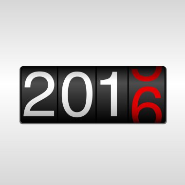2016 New Year Odometer - White and Red clipart