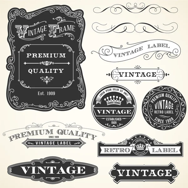 Vintage etiketleri ve süs eşyaları — Stok Vektör
