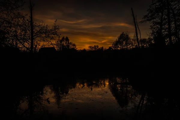 Marais au crépuscule et au coucher du soleil. Fédération de Russie — Photo