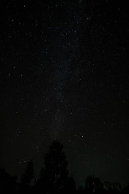 Rus köyünde çok karanlık bir sonbahar yıldızlı gecesi.