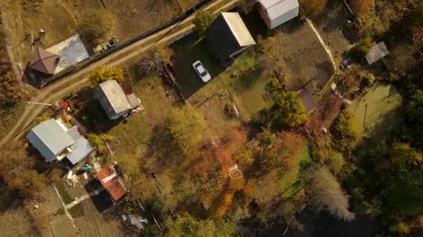 Dacha village in the forest photo from a quadrocopter — Stock Footage Dacha Village Forest Photo Quadrocopter Stock Video