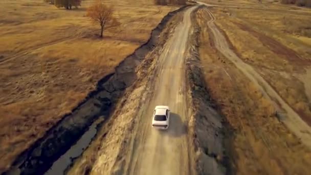 Auto Rast Über Feldweg — Stockvideo