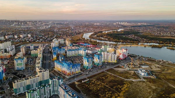 Zarechny osídlení regionu Penza. fotografie ze vzduchu — Stock fotografie