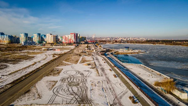 俄罗斯联邦冬季的彭扎市 来自空中的照片 高质量的照片 — 图库照片