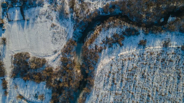 Paisagem Inverno Rio Congelado Geada Severa Foto Alta Qualidade — Fotografia de Stock