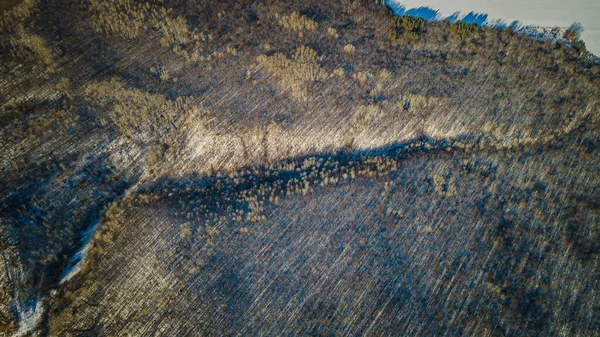 Paesaggio Forestale Invernale Realizzato Quadrocopter Foto Alta Qualità — Foto Stock