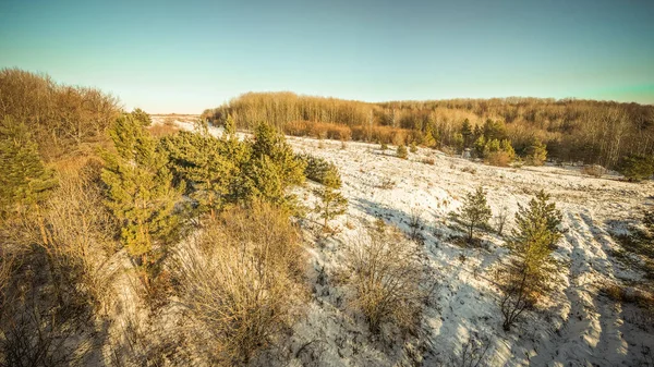 Winterwaldlandschaft Auf Einem Quadrocopter Hochwertiges Foto — Stockfoto