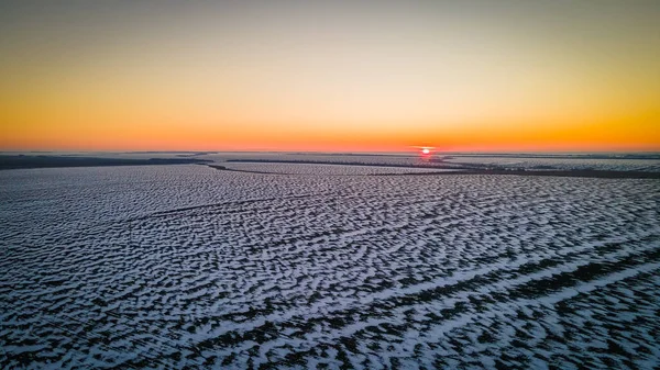 Beautiful Sunset Winter Frosty Field High Quality Photo — Stock Photo, Image