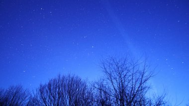 Rusya 'da mavi akşam yıldızlı gökyüzü