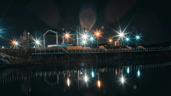Lichten Van Penza Stad Dijk Nachts Hoge Kwaliteit Foto — Stockfoto