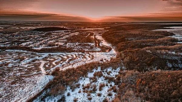 Luftaufnahmen Vom Vorfrühling Der Region Penza Hochwertiges Foto — Stockfoto