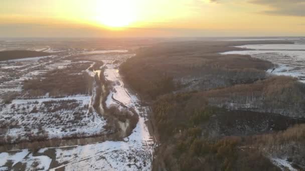 Lot Nad Zimowym Charakterem Regionu Penza Federacji Rosyjskiej — Wideo stockowe