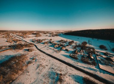 Penza bölgesindeki kırsal bölgelerin hava fotoğrafları. Yüksek kalite fotoğraf