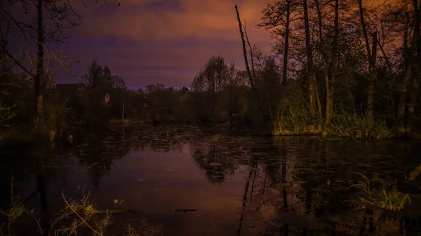 Natur Des Russischen Springflusses Nachtlandschaft — Stockfoto