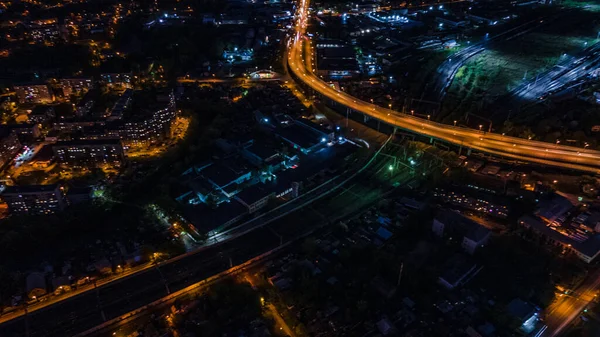 夜のペンザの街の空中写真 高品質の写真 — ストック写真