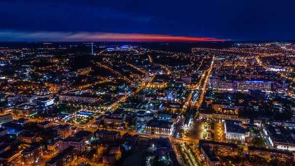 Fotografía Aérea Ciudad Penza Por Noche Foto Alta Calidad — Foto de Stock