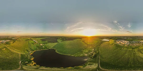 Campi Russi Seminati Verde Fotografia Aerea Foto Alta Qualità 360 — Foto Stock