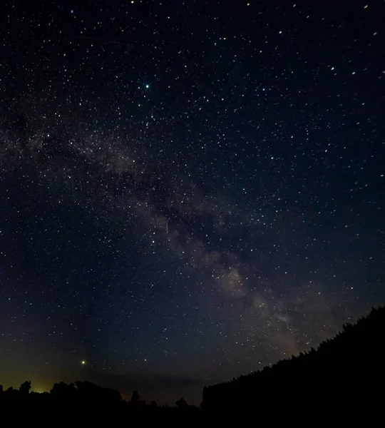 Cielo Nocturno Estrellado Una Cálida Noche Verano Vía Lechosa — Foto de Stock