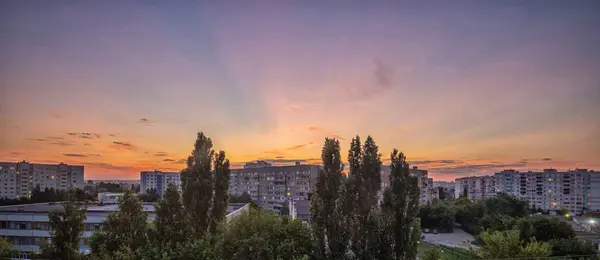 Pôr Sol Vermelho Penza Rússia Panorama — Fotografia de Stock
