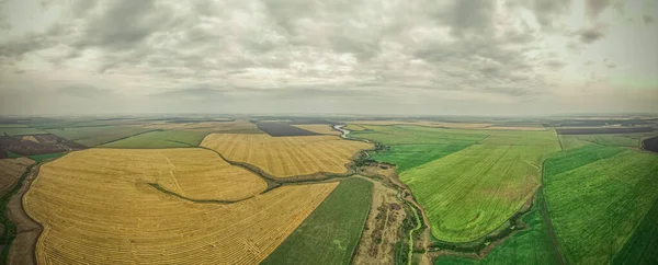 Aerial photography of fields with crops in rural areas — Stock Photo, Image