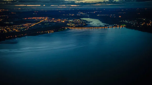 夜のソルネノゴルスクの写真です 空中写真 — ストック写真