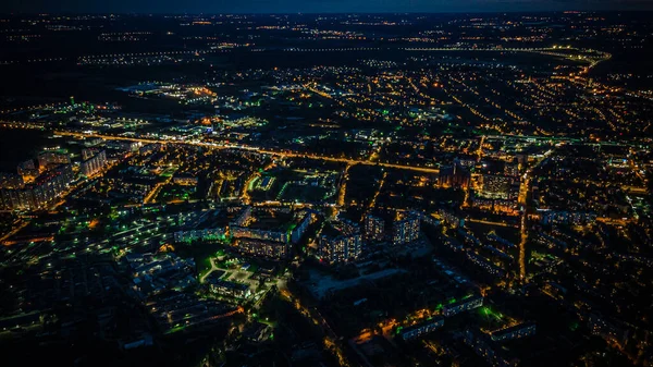 Foton Staden Solnechnogorsk Natten Flygfotografering — Stockfoto
