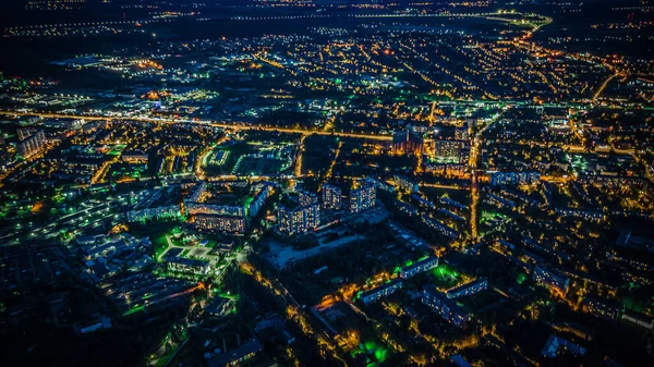 Fotos Ciudad Solnechnogorsk Por Noche Fotografía Aérea — Foto de Stock