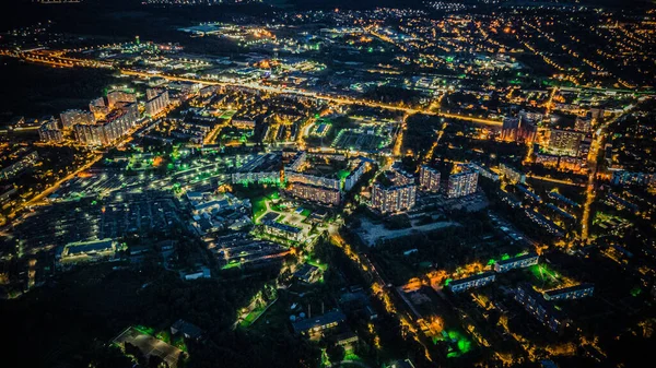 Fotos Ciudad Solnechnogorsk Por Noche Fotografía Aérea — Foto de Stock