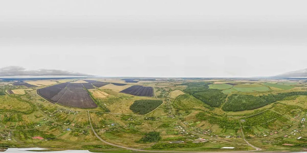 aerial survey of a village in the Penza region. panorama 360