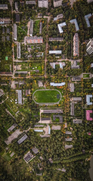 Fotografia Aérea Campo Futebol Verde Solnechnogorsk Foto Alta Qualidade — Fotografia de Stock